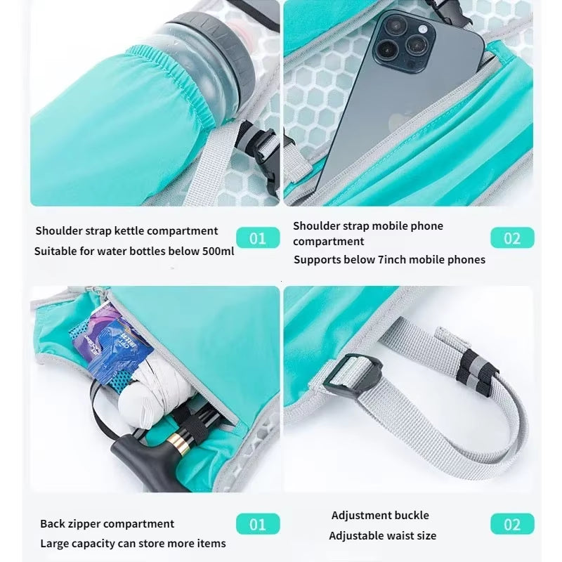 Leichte Laufweste mit Trinkflasche – Reflektierend, Handyhalter, Rad & Lauf